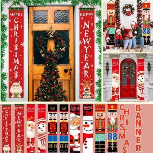 Christmas Banner Home Door Christmas Decor Porch Decorative 2024 Xmas Hanging Ornaments