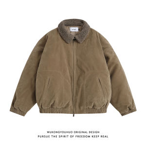 WUKONGYOUHUO | Vintage Lamb Wool Collar Padded Warm Mens Workwear Coat