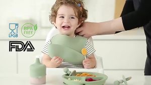 Baby weaning supplies silicone baby feeding set six-piece sets plate bowl set