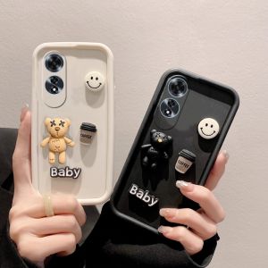 เคส OPPO A60 4G ลายการ์ตูนสุดเท่ตุ๊กตาหมี3D กาแฟ OPPOA60เคสโทรศัพท์ปกป้องเลนส์ป้องกันการกระแทกฝาหลังซิลิโคนนิ่ม2024