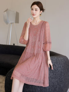 High-end Summer Moms Dress Silk Embroidery