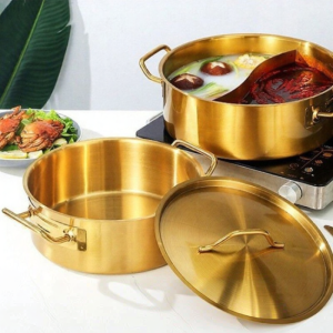 Stainless Steel Thickened Universal Double-flavored Hotpot Golden Large Capacity