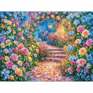 500/1000/1200/2000PCS Jigsaw Puzzle Peaceful Serene Colorful Roses Blooming In Garden For Adults Perfect Gift For Floral Lovers