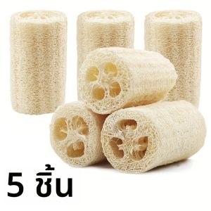 ใยบวบธรรมชาติ 5 ชิ้น - ใยสปอนจ์คุณภาพสูงสำหรับทำความสะอาดห้องครัวและห้องน้ำ เหมาะสำหรับขัดผิวและขจัดคราบ