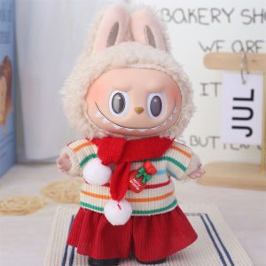 New 15/17cm Labubu Doll Christmas Clothes Christmas Red Deer Theme Set Labubu Accessories unique Christmas Gift