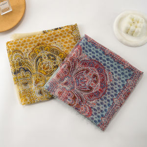 Khăn Choàng Lụa Họa Tiết Hạt Dẻ Cổ Điển Phong Cách Cotton Lanh 100% Khăn Choàng Trùm Vai Trang Trí Khăn Choàng Thời Trang