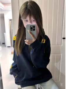 Oversize Embroidered Hoodie Womens Thickened Fleece Autumn Winter New Style Street Fashion Brand American Trendy Clothing