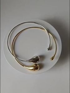 HUANZHI Fashion Water Drop Shaped Open Metal Choker Necklace for Women Girls Punk Cool Exaggerated Minimalist Jewelry Gifts 2024