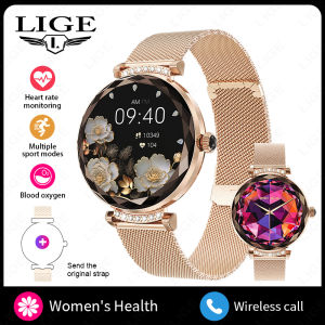 LIGE | LIGE 1.19" AMOLED Screen Fashion Smart Watch Health Monitoring Bluetooth Call Luxury Women Sport Fitness Tracker Smartwatch Lady