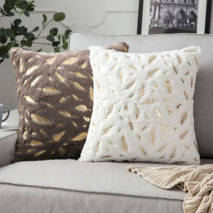 Short Plush Hot Stamping Gift Pillow Sofa Cushion Office Nap Backrest Bedside Cushion Cover 2024 New Year Decoration