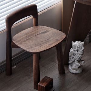 Home Children Shoe Bench Walnut Wood Backrest Stool