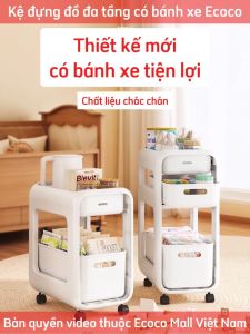Kệ đựng đồ đa năng ECOCO 3 tầng có bánh xe thế hệ mới Xe đẩy bỉm sữa cặp xách đồ dùng học tập tiện lợi 24040