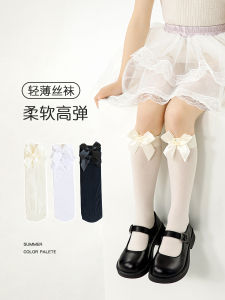 Girl Stockings Summer Thin Mid-Calf Length Socks Childrens Bow Princess Socks Summer Breathable Baby Girl Stockings