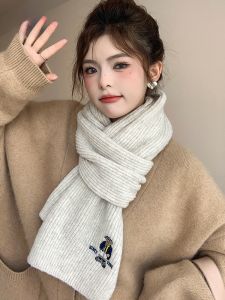MiiOW | Warm Knitted Scarf For Women Pure Color Korean Style Winter Spring Autumn Fashionable Cute Short Neck Warmer Rectangle Shape