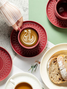 Handmade Ceramic Coffee Cup Set with Lid Tea Time Latte Art Ladies High Aesthetic Value Gift Box French Style Pure Color