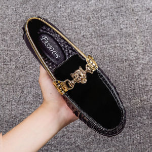 Large Size Mens Fashion Casual Loafers Driving Slip-On Shoes Smooth Leather Bright Surface 46 47 Bean Bean Shoes Leisure Leather Shoes