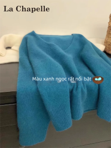 La Chapelle | Áo Sweater Dài Tay Cổ V Mềm Mại Rộng Rãi cho Phụ Nữ