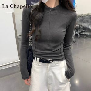La Chapelle | Half-High Neck Long Sleeve Slim Fit T-Shirt Black