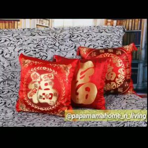 Sarung Bantal Sofa Imlek CheongSam Dua Sisi Filosofi Hoki untuk Bantal Sofa Ukuran 40x40cm dan 45x45cm