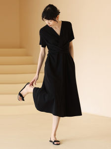 hacikis | Slimming V-neck Wrap Dress Elastic Waist