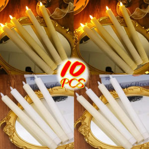 10 cái nến LED không cháy dài nhọn đèn nến chạy bằng pin đèn nến Nhà thờ ánh sáng nhấp nháy nhà đồ trang trí bàn tiệc