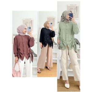 Blouse Serut Crincle Airflow Wanita & Blouse Polos Oversize Busui Viral Kekinian