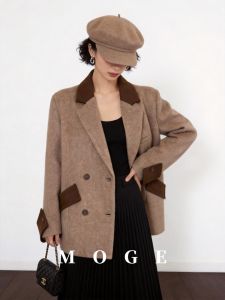 Retro Barn Style Contrast Wool Jacket