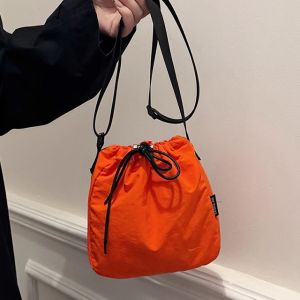 Simple Bag Shoulder Bag Nylon Bag Female 2024 New Casual Women Bag Girls Fashion Drawstring Crossbody Small Cloth Bag