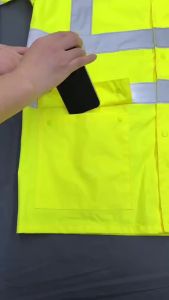 Mens Hi-Vis Reflective Waterproof Workwear - Work Jacket with Two Large Pockets Plus Size Lightweight Work Clothing for Fishin