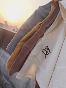 Boys And Girls Cotton Short Sleeve T-Shirts Cartoon Embroidery Casual Summer Tops Sweat Absorbent round Neck Standard Fit