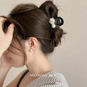 Elegant Medium Camellia Flower Bead Hair Clip Fashionable Versatile Stylish Half-Updo Hair Accessory Small Fragrance Style