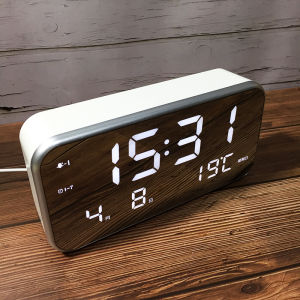 Modern Simple Home Living Room Electronic Digital Clock Silent Table Clock LED Night Light Music Alarm Clock Perpetual Calendar
