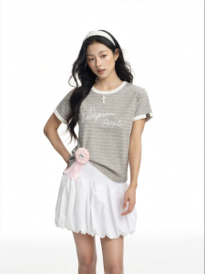 dangerouspeople | Stripe Color-block Fitted Summer T-shirt
