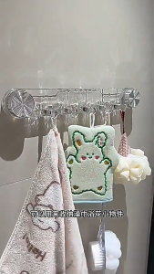 ตะขอถ้วยดูดหมุนโปร่งใสฟรีหมัด ตะขอแถวลูกฟูกติดผนัง สำหรับตกแต่งบ้าน ของใช้ในบ้าน แข็งแรงรับน้ำหนักสูง ติดผนังเรียบไม่มีรอย