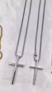 Minimal Cross Pendant in Titanium Steel