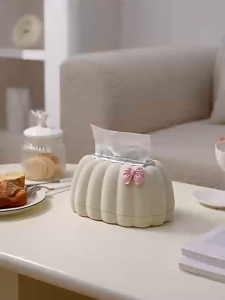 กล่องใส่ทิชชู ทรงฟักทอง ถาดสปริงกระดาษเช็ดมือ สปริงอัตโนมัติ ตั้งวางได้ทุกที่ ตกแต่งบ้านสวยงาม