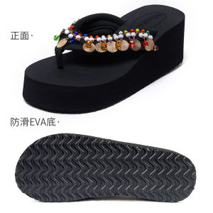 Platform Slippers Womens Summer Outwear Non-Slip Wedge Fashion Bohemian Sandals Seaside Beach Flip Flops Flip-Flops
