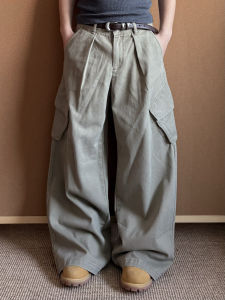 Xanvas Washed Denim Work Trousers Straight Leg A-Line Wide Leg Pants Pocket Detail Loose Fit Casual Jeans for Teens
