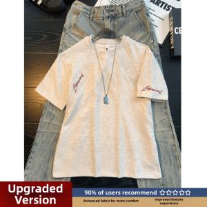 LIUBU | Summer Short Sleeve American Oblique Cut Embroidered Boxy T-shirt