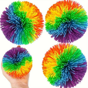 Childrens colored rubber line ball toy pressure resistant soft and elastic ball sensory irritability fun rubber toy
