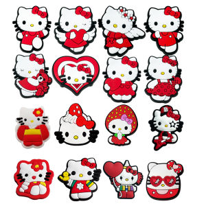 Mesuca | 16pcs Mesuca Cute Red Kitty Cat Shoe Charms For Slides Sandals PVC Shoe Decorations Accessories For Christmas Gift Party Favor