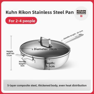 Kuhn Rikon | Stainless Steel Non-Stick Wok for Home Cooking