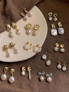 Handmade Natural Freshwater Pearl Earrings French Style Womens Fashion Jewelry Elegant Vintage Small Luxury Quality Ear Jewelry