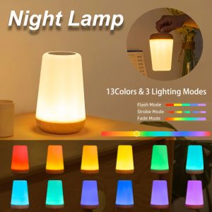 RGB Night Light Table Lamp 13-Color Changing Dimmable Bedside USB Rechargeable Portable Room Lighting with Remote for Bedroom