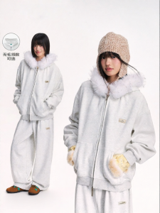 JNXS | Heavy Weight Faux Mink Soft Hooded Loose Collared Sweater Set