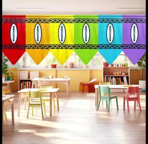 6Pcs Colored Pencil Curtains Back To School Party Decoration First Day of School Wall Art Decor Party Supplies