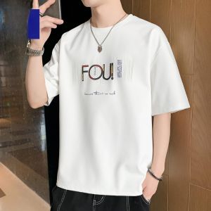 ROMON | Lormen Mens White Short Sleeve T-Shirt Summer Thin Ice Silk Loose Round Neck Half Sleeve Top Fashionable Urban Casual Wear