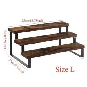 3 Tier Wooden Display Riser Cupcake Stand Perfume Makeup Mini Figure Holder Kitchen Countertop Spice Rack Organizer Shelf