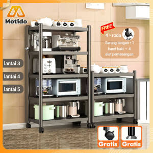 Rak Dapur Rak Oven Microwave Lemari Dapur Lemari Piring Multi-layer Rak Penyimpanan Multi-layer Dengan Pintu Rak Kabinet Dapur Lemari Dapur Multi-layer