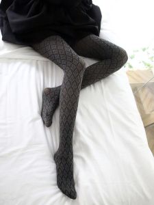 Retro Diamond Pattern Totem Slimming Tights Mid-Thick Velvet Floral Embroidery Black Base Layer Stockings Womens Fashionable